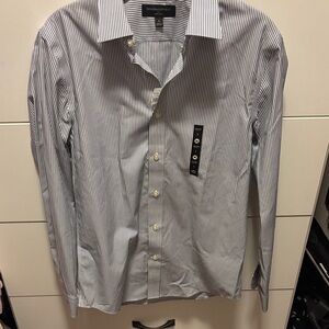 Banana Republic Black and White Striped Dress Shirt NWT